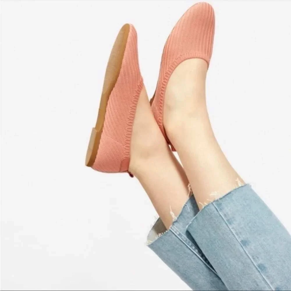 Everlane The Day Glove ReKnit Ballet Flats Pink Coral Knit Shoes Womens 9